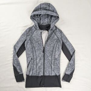 Lululemon Daily Practice Jacket Rio Mist White Black Deep Coal